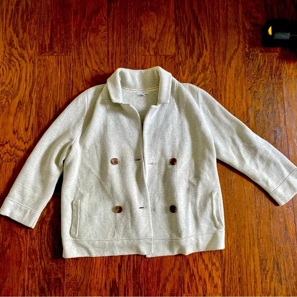 Gap Light Grey Knit Button Up Sweater Coat Size XL